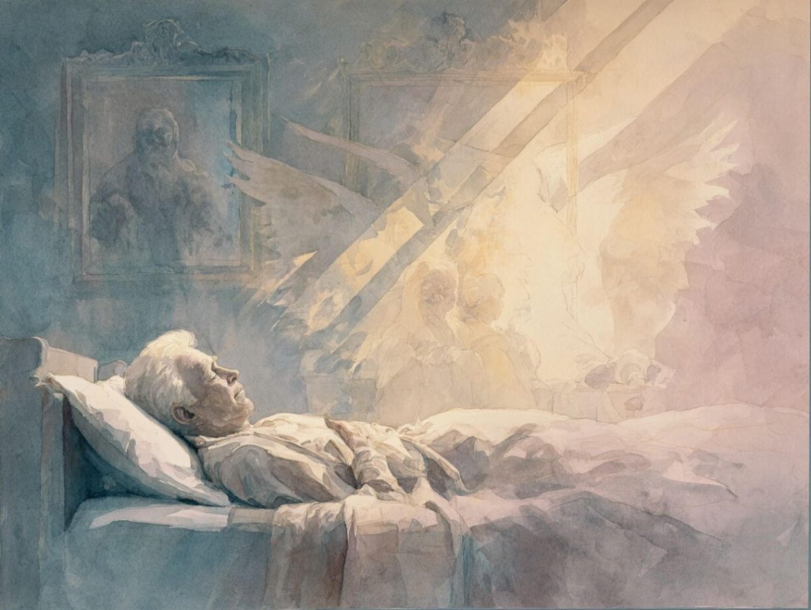 Woman being visited before passing